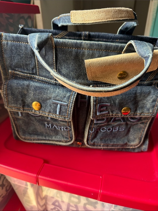 Marc Jacobs Handbags - Marc Jacobs Denim Messenger Bag with Tan Accents Used